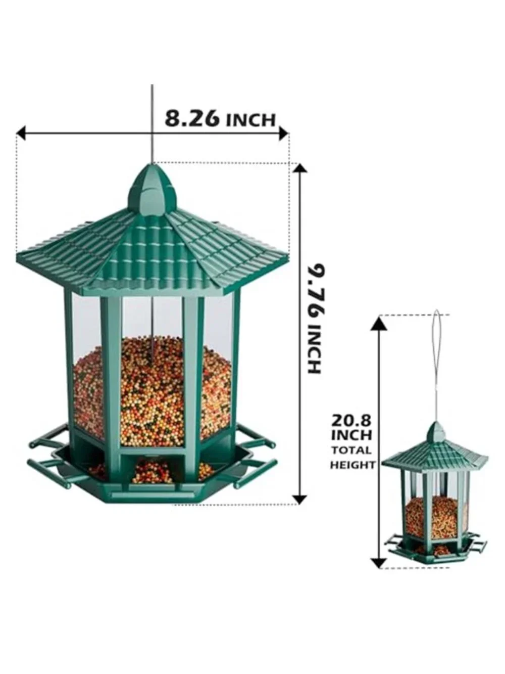 New 2 Pack Bird Feeders for Outdoor Hanging, Retro Pagoda Design Fun